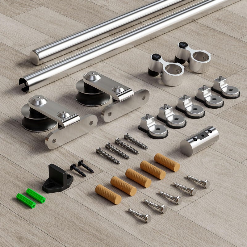 CCJH 4FT/48'' Stainless Steel Sliding Track Barn Door Hardware Kit for Single Door Heavy Duty - Image 5
